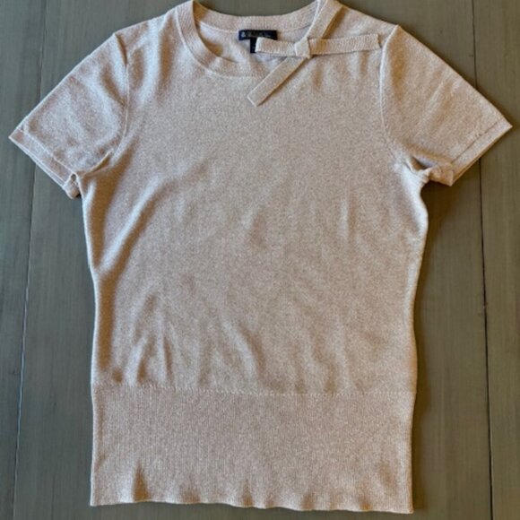 Brooks Brothers Shimmer Knit Short Sleeve Short Sleeve Sweater - Picture 2 of 12